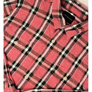 Lucky‎ Brand Flannel Shirt Men's Medium Red Plaid Button Up Long Sleeve Pockets